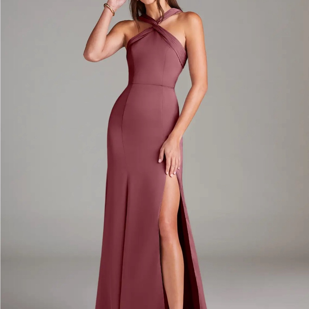 Azazie Strapless Mauve Maxi Dress